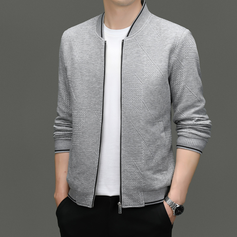 High-end Men's Mid-aged Business Jacket Casual Cardigan Baseball Collar