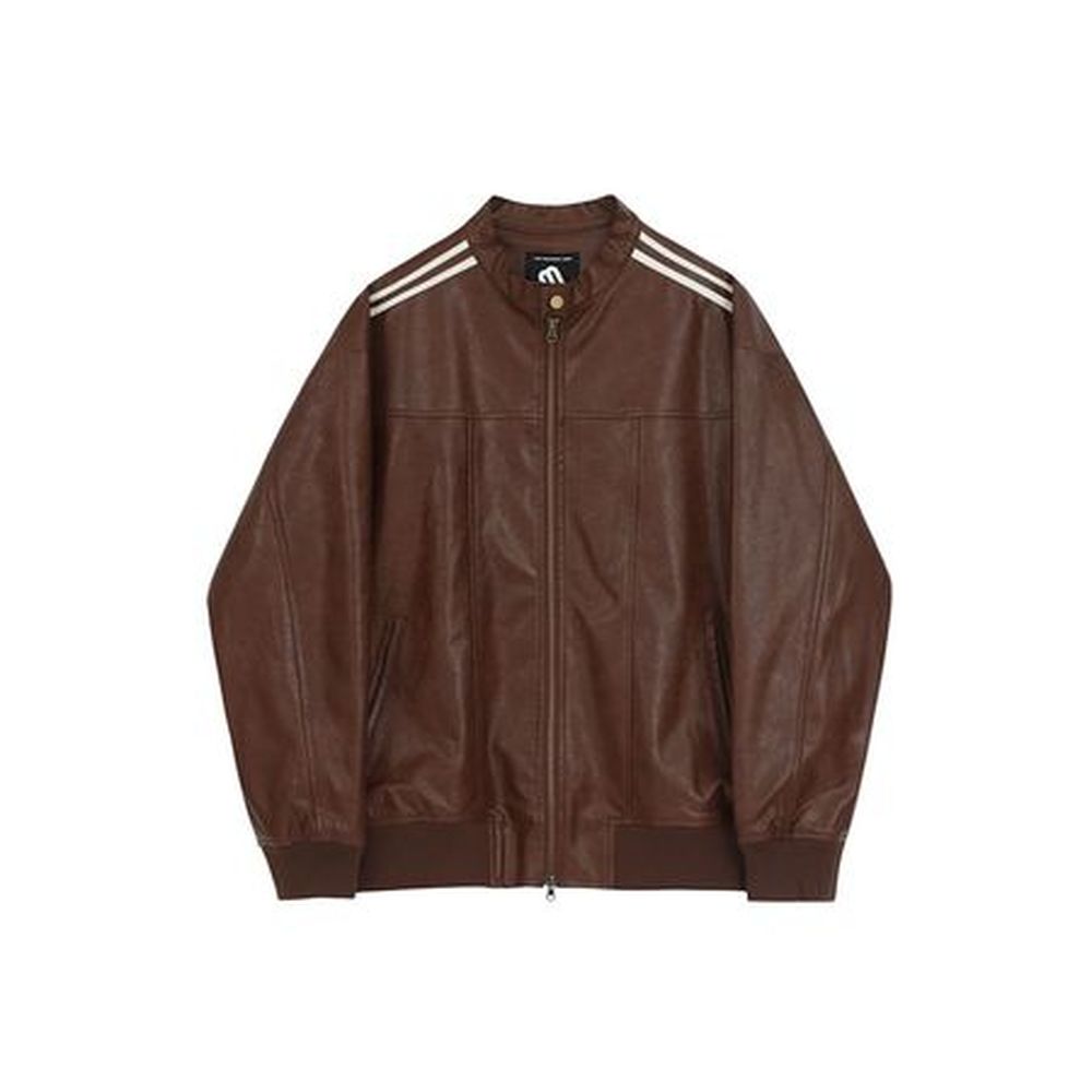 Men's Autumn Loose Stand Collar Leather Jacket